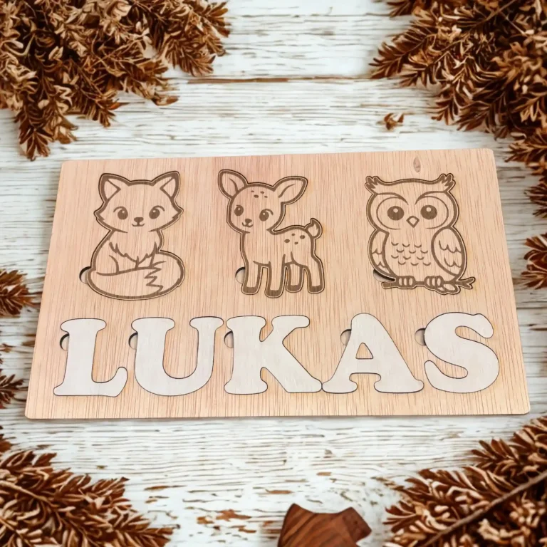 XL Houten naam puzzel bosdieren
